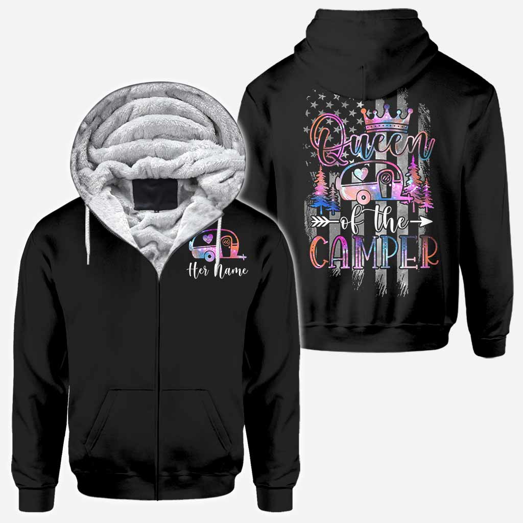 Camper King Camper Queen - Personalized Camping All Over T-shirt and Hoodie