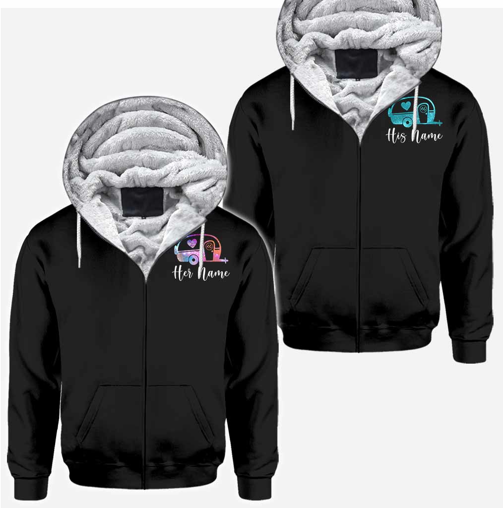 Camper King Camper Queen - Personalized Camping All Over T-shirt and Hoodie
