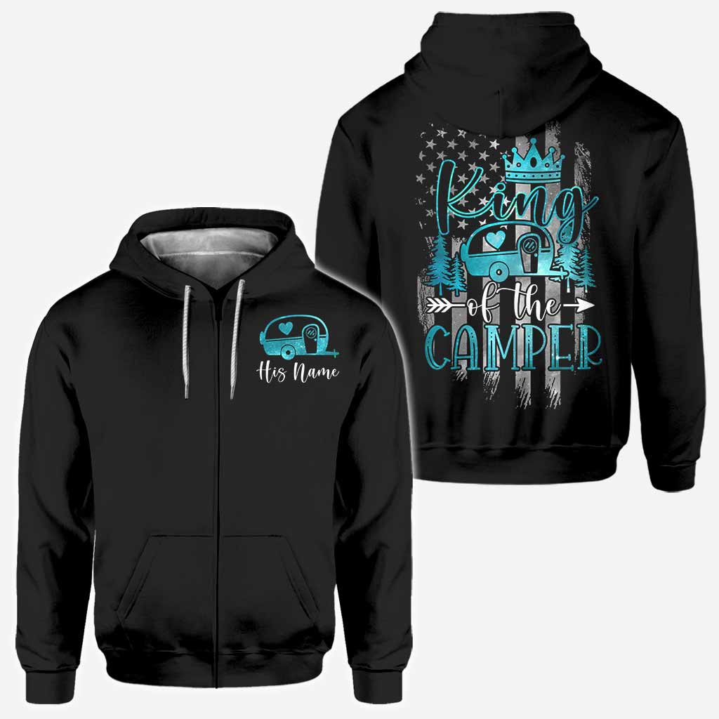 Camper King Camper Queen - Personalized Camping All Over T-shirt and Hoodie