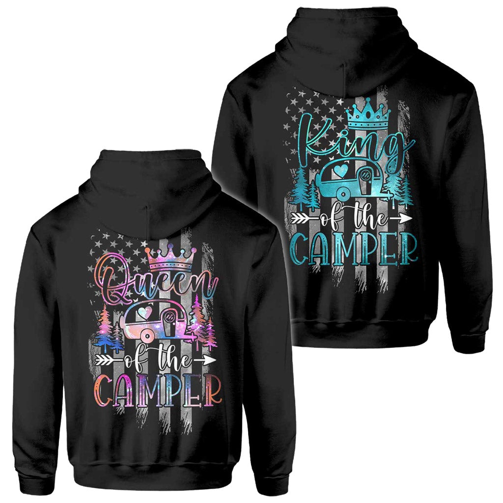 Camper King Camper Queen - Personalized Camping All Over T-shirt and Hoodie