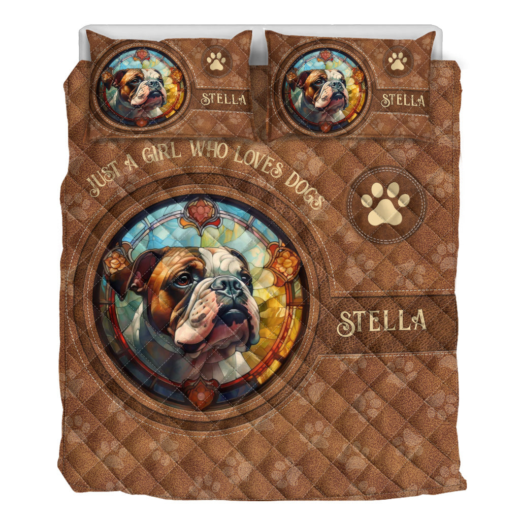 Stained Glass Dog - Personalized Dog Quilt Set