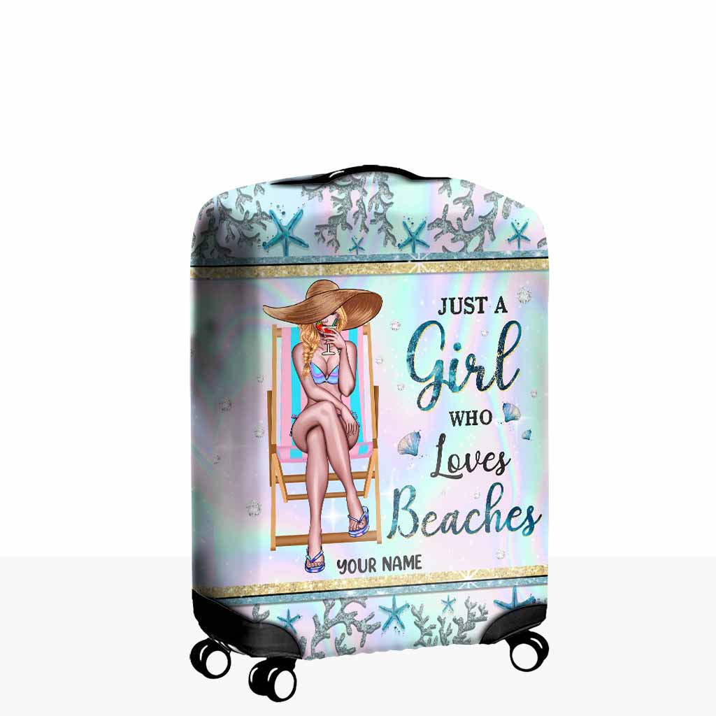 Just A Girl Who Loves Beach - Personalized Sea Lover Luggage Cover