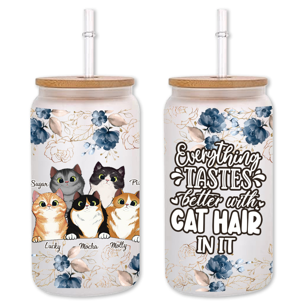 Everything Tastes Better - Cat gift for dog lover - Personalized Can Glass