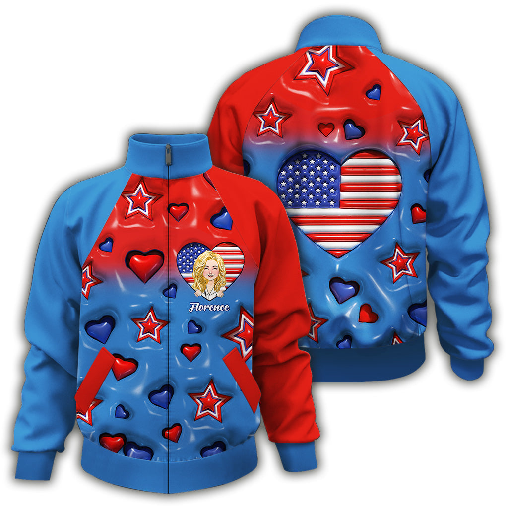 Cadeaux personnalisés pour infirmières - Veste zippée personnalisée « Infirmière américaine fière »