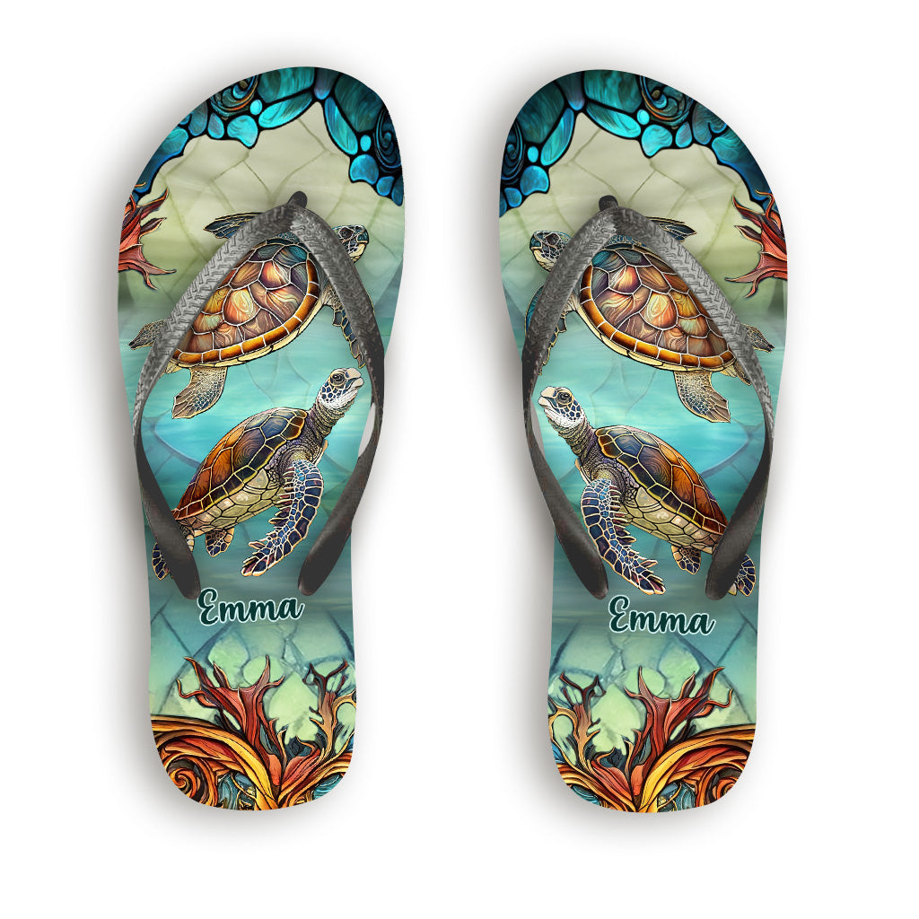 Love Turtles - Personalized Turtle Flip Flops
