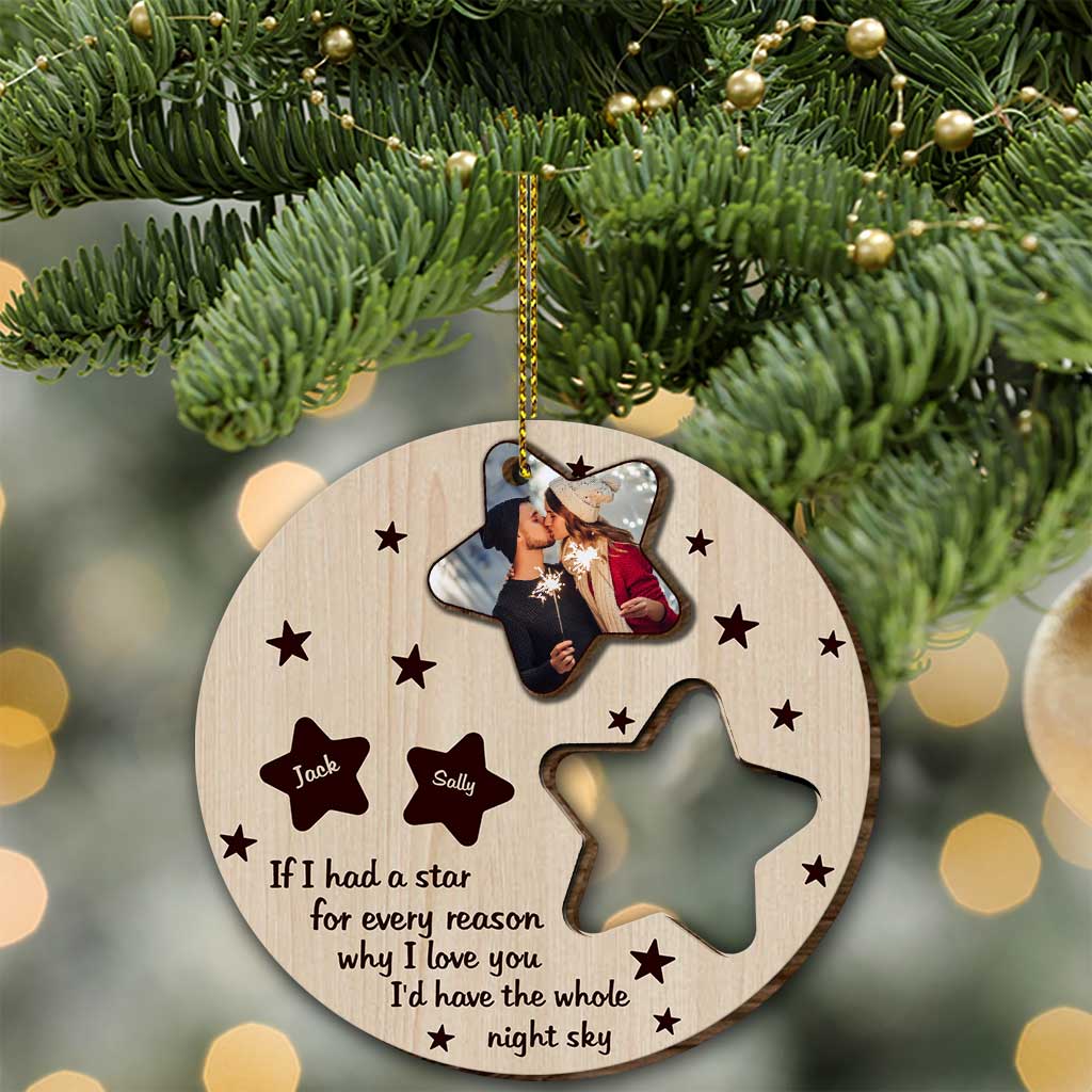 If I Had A Star - Personalized Christmas Couple Wooden Card Pop Out Ornament