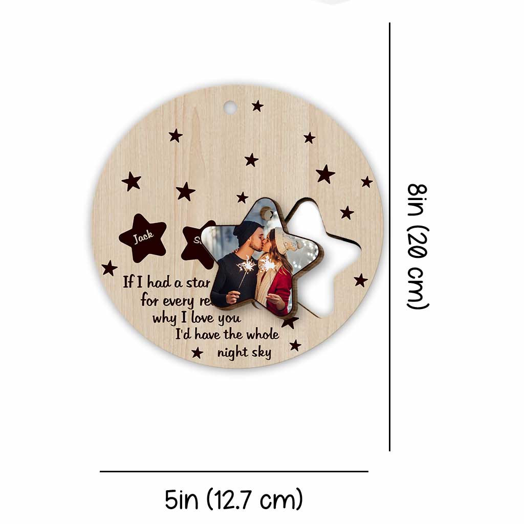 If I Had A Star - Personalized Christmas Couple Wooden Card Pop Out Ornament
