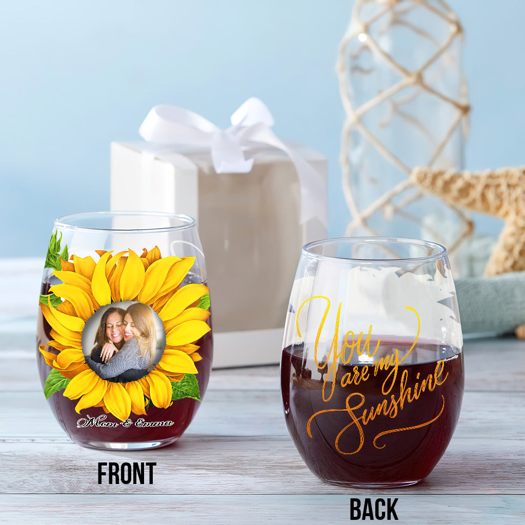 You Are My Sunshine - Personalized Mother's Day Mother All Over Wine Glass