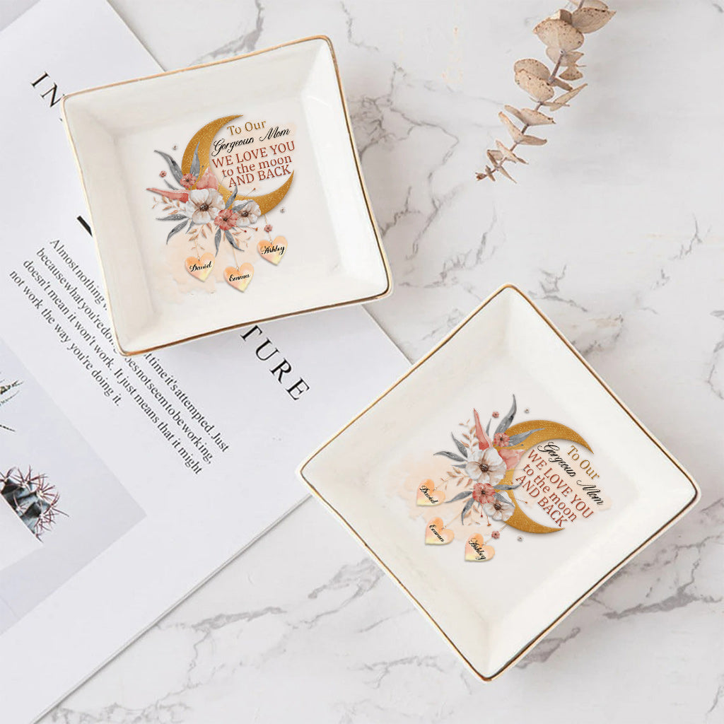 I Love You To The Moon - Personalized Mother's Day Mother Jewelry Dish