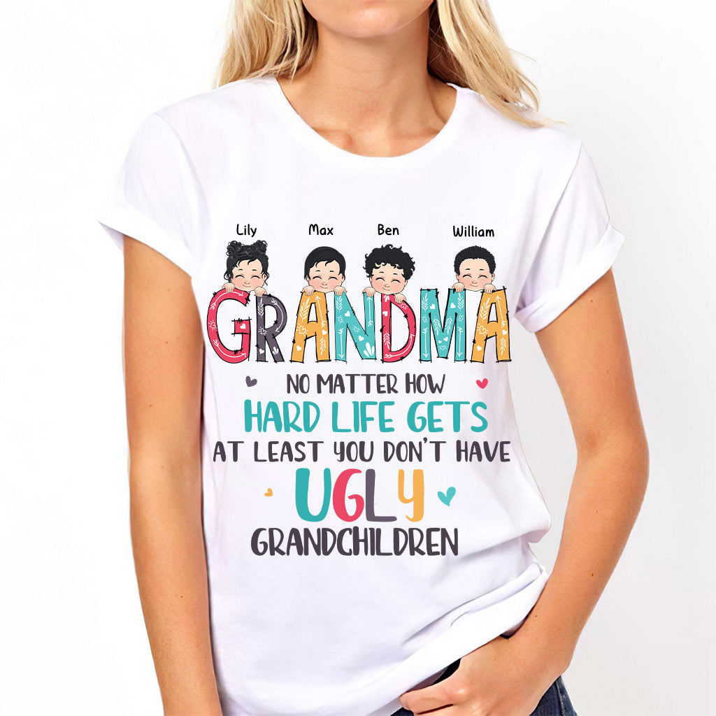 No Matter How Hard Life Gets - Personalized Mother's Day Grandma T-shirt and Hoodie