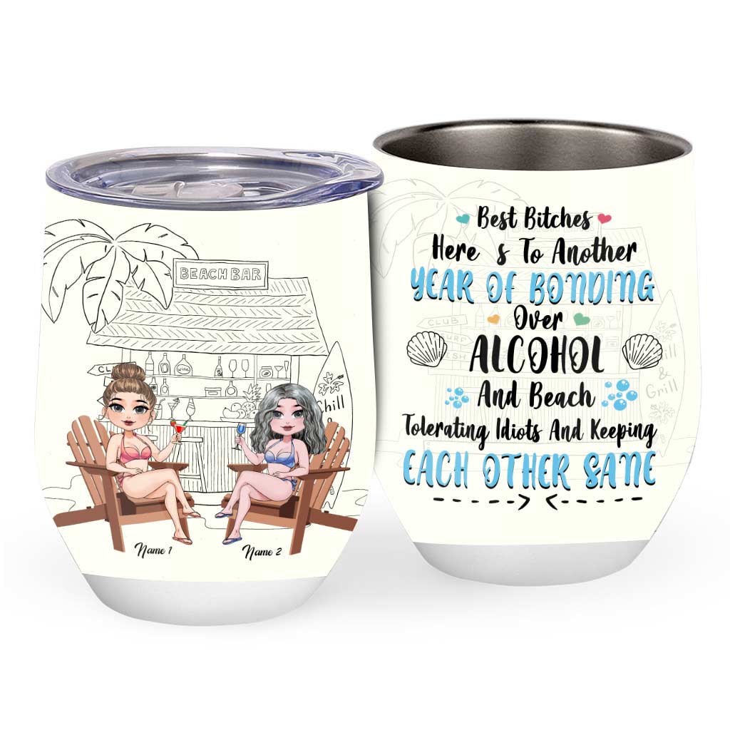 Here's To Another Year - Personalized Bestie Wine Tumbler