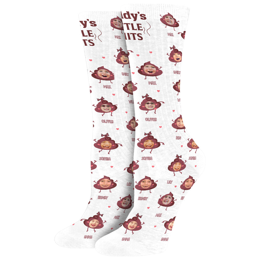 Daddy Little Shits - Gift for dad, grandma, grandpa, mom, uncle, aunt, brother, sister - Personalized Socks