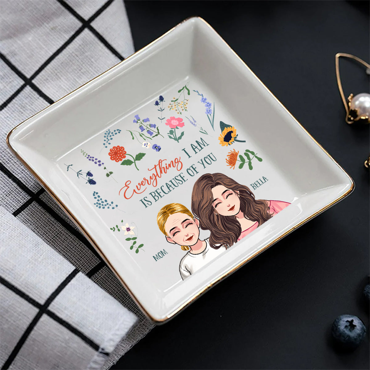 Everything I Am - Gift for mom, grandma, daughter, son, granddaughter, grandson - Personalized Jewelry Dish