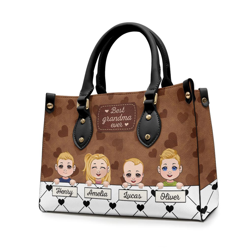 Best Grandma Ever - Gift for grandma, mom, aunt - Personalized Leather Handbag