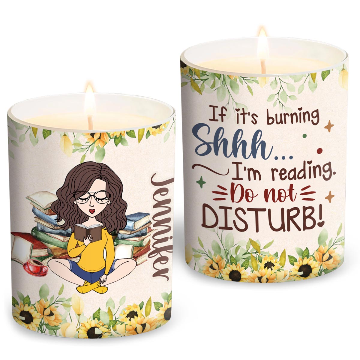 Shhh ... Do Not Distrub - Personalized Book Candle With Wooden Lid