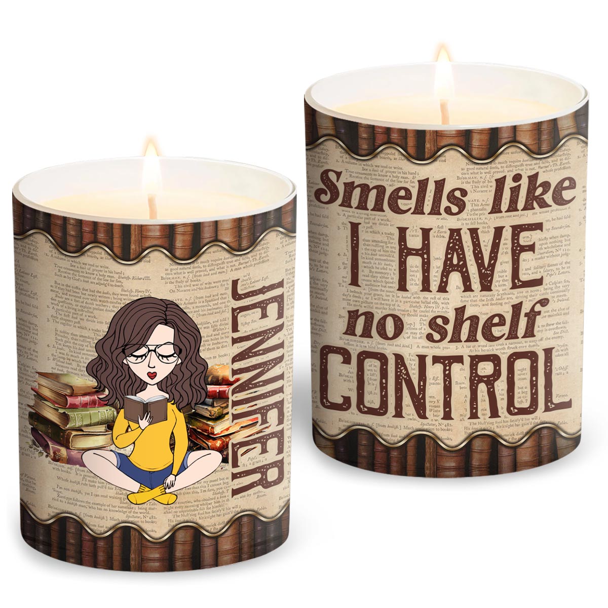 Smells Like I Have No Shelf Control - Personalized Book Candle With Wooden Lid