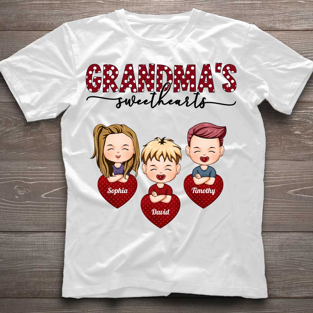 Grandma's Sweethearts - Personalized Valentine Grandma T-shirt and Hoodie