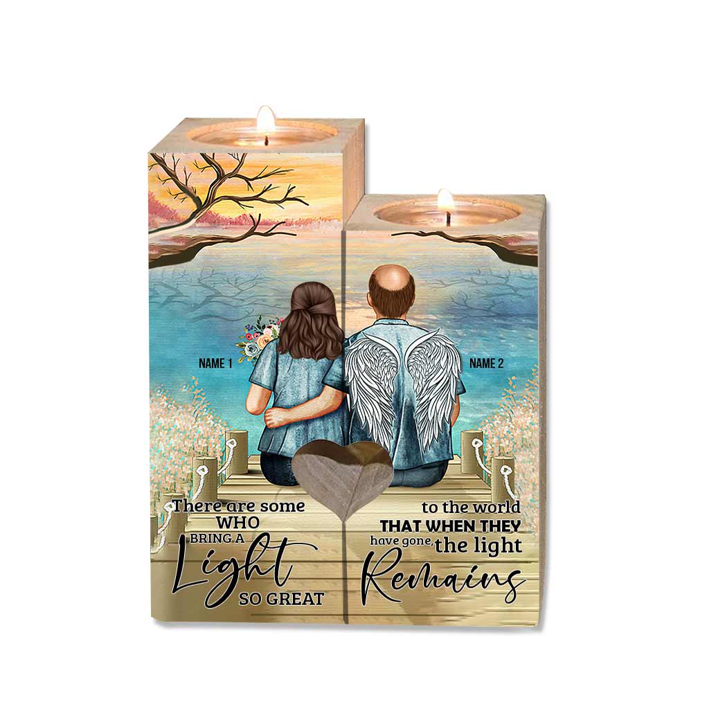 Memorial Gift Love In Heaven - Personalized Couple Candle Holder