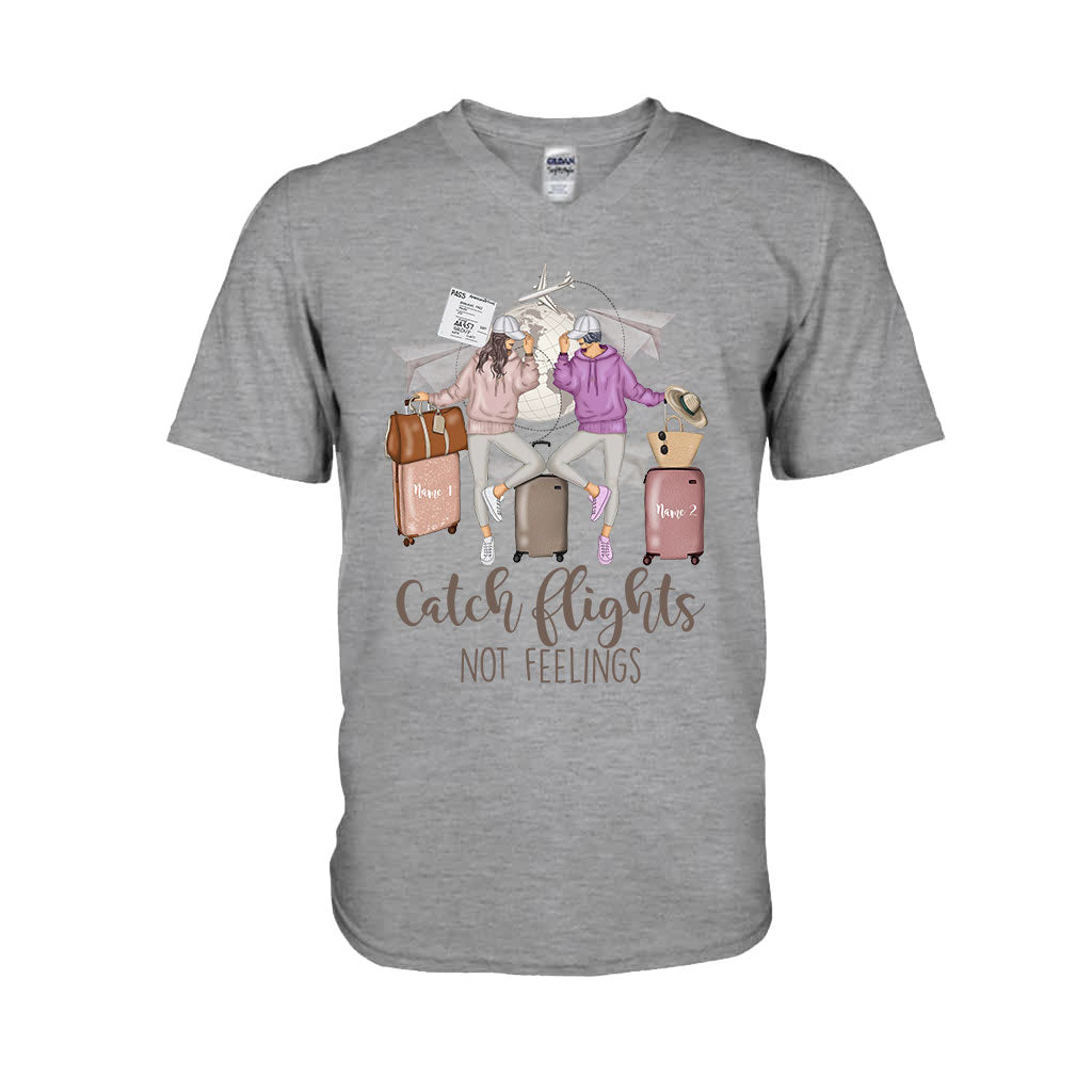 Catch Flights Not Feelings - Personalized Travelling T-shirt and Hoodie