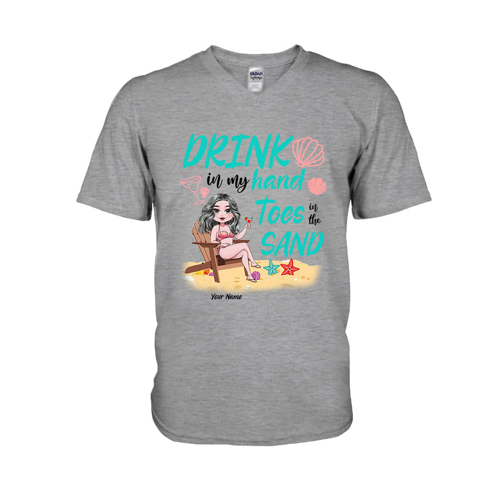 Drink In My Hand Toes In The Sand - Personalized Sea Lover T-shirt and Hoodie