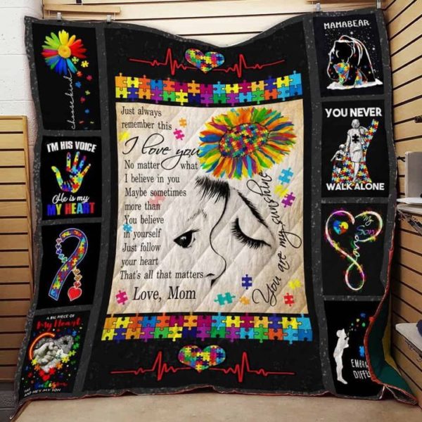 Autism To My Son From Mom You Are My Sunshine - Autism Awareness Quilt 0921