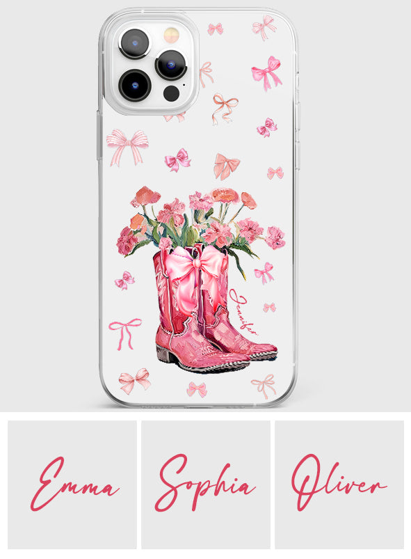 Cowgirl Boots Coquette - Personalized Horse Clear Phone Case