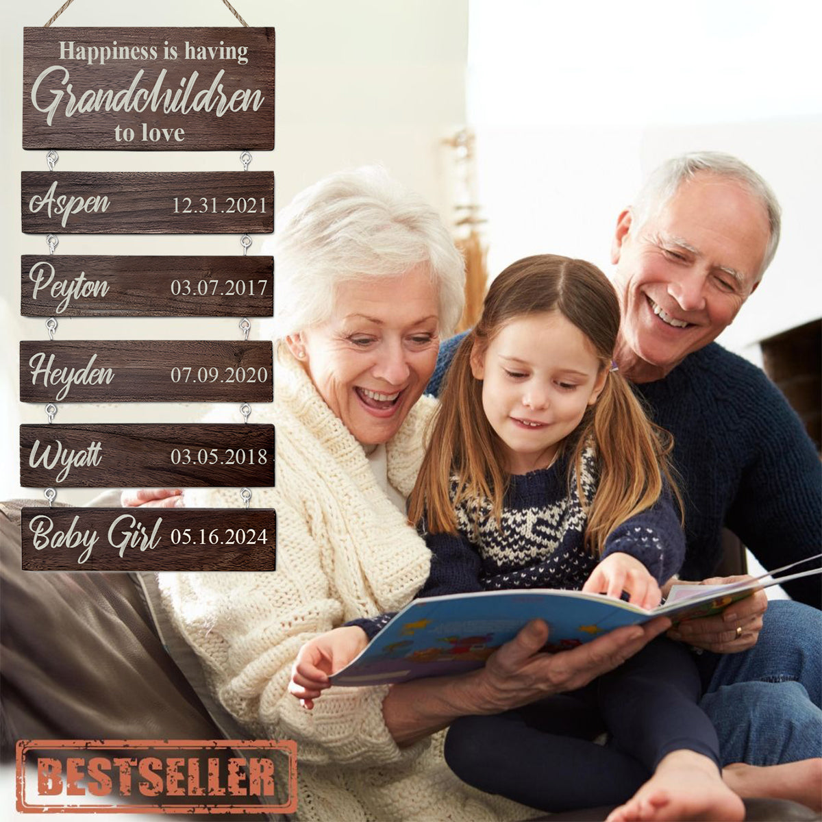 Happiness Is Having Grandchildren To Love - Personalized Grandma Pallet Wood Sign
