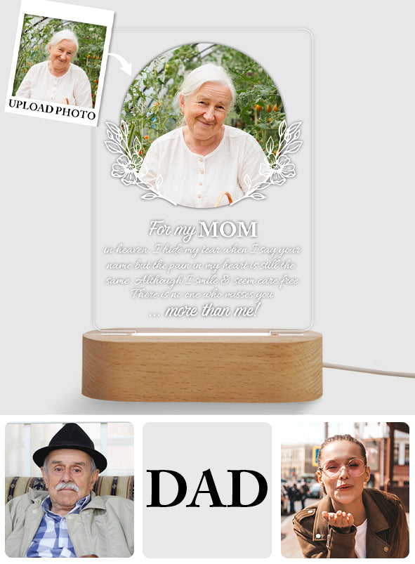 For My Any Title In Heaven I Hide My Tears When I Say Your Name - Personalized Mother Shaped Plaque Light Base