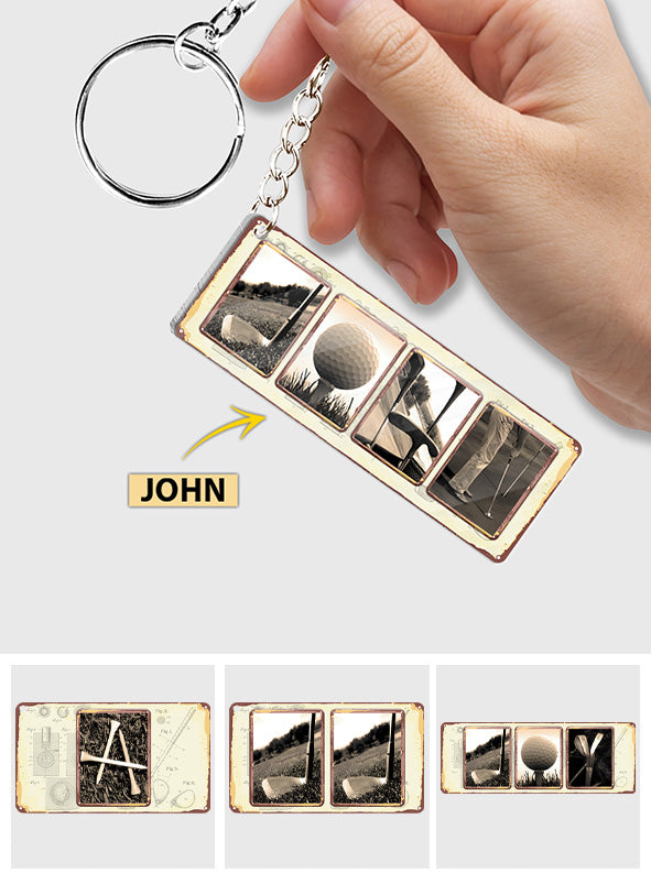 Vintage Golf Custom Name - Personalized Golf Keychain