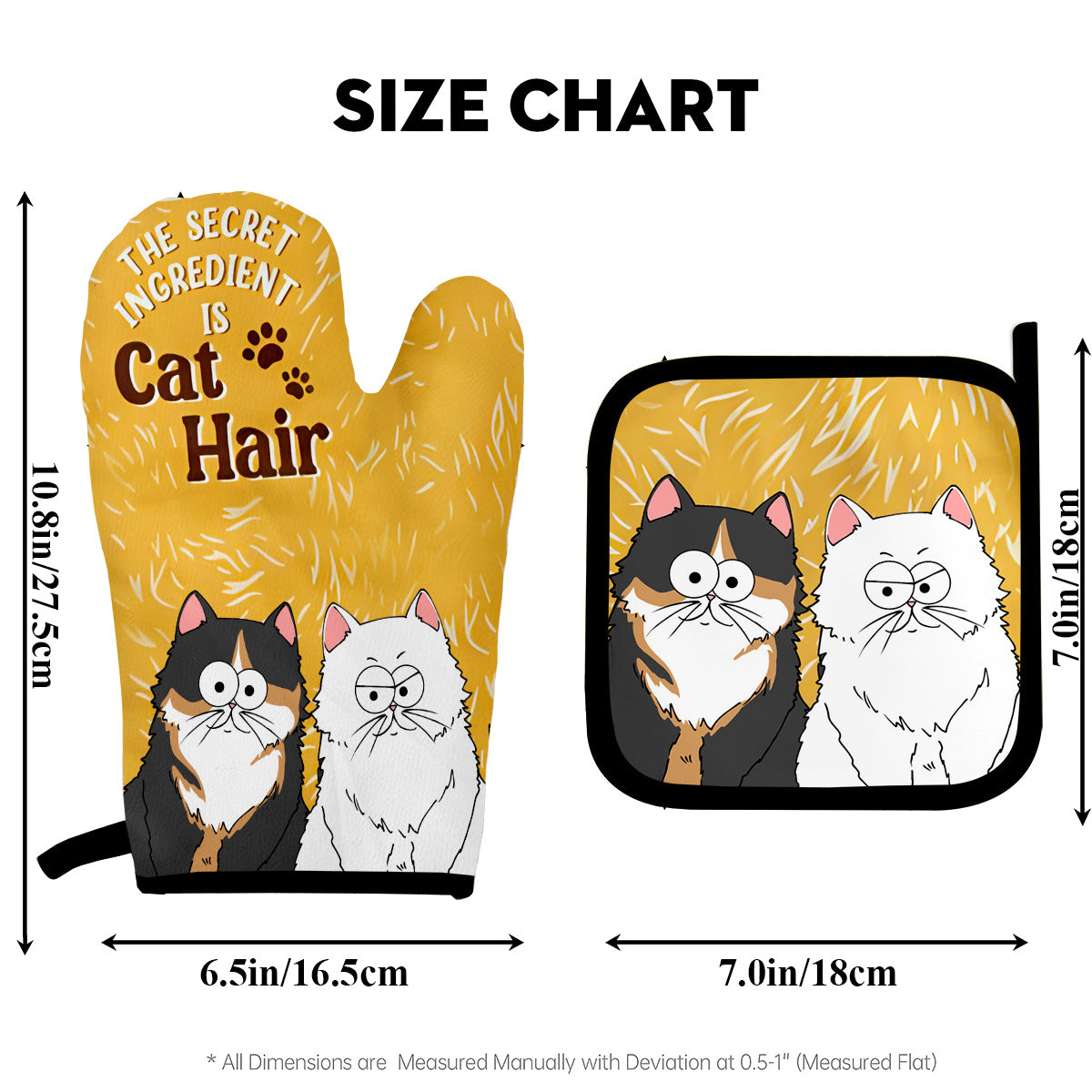 The Secret Ingredient Is Cat Hair - Personalized Cat Oven Mitts & Pot Holder Set