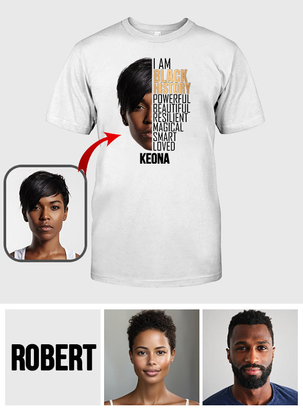 Ich bin ein Schwarzer – Foto der Geschichte – Personalisiertes T-Shirt und Hoodie für Afroamerikaner
