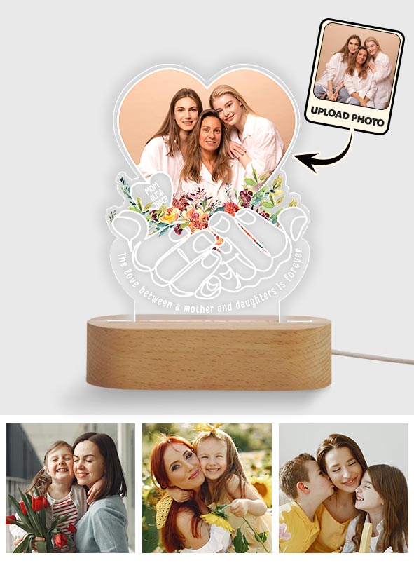 The love Between A Mother And Children Is Forever - Personalized Mother Shaped Plaque Light Base