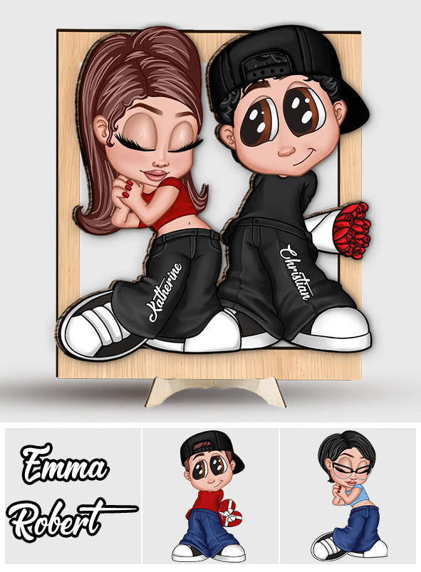 Y2K Couple - Personalized Couple 2 Layered Wood Sign / Wood Plaque