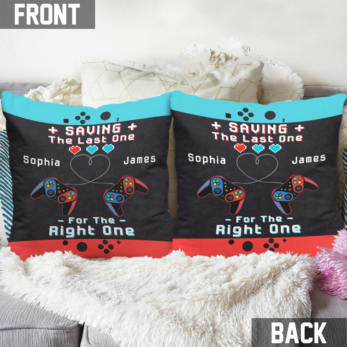 Gaming Couple Saving The Last One For The Right One - Personalized Video Game Throw Pillow