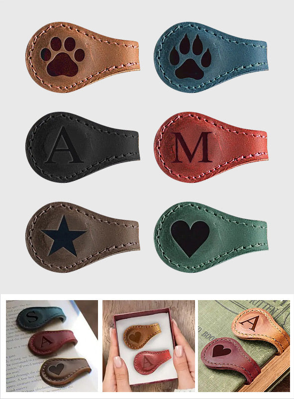 Custom Initials - Personalized Book Magnetic Leather Bookmark