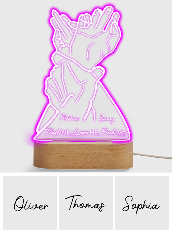 Trust Me Love Me - Personalized Couple Shaped Plaque Light Base