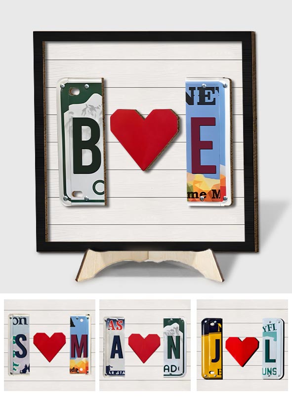 Any Letter Liscense PLate - Personalized Couple 2 Layered Wood Sign / Wood Plaque