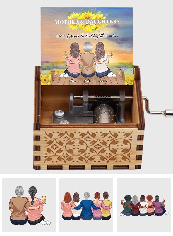 Mother And Daughters - Personalized Mother Hand Crank Music Box