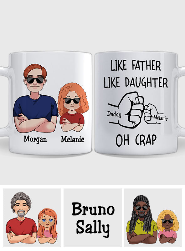 Like Father Like Daughter Fist Bump Handshake - Personalized Father Mug