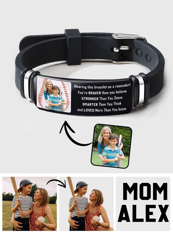 You're Braver Than You Believe - Personalized Baseball Engraved Bracelet