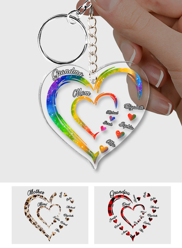 Grandma Mom Hearts - Personalized Grandma Transparent Keychain