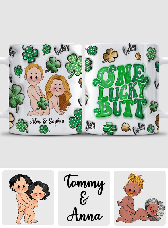 One Lucky Butt Lucky Clover Shamrock Naughty - Personalized Couple Mug