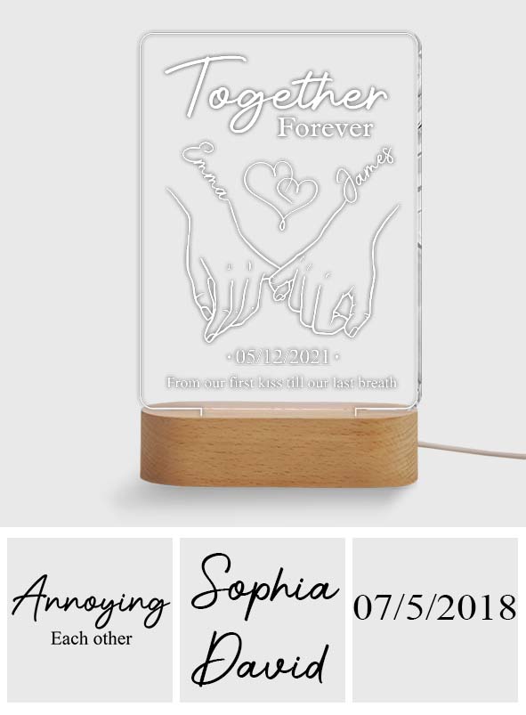 Together Forever - Personalized Couple Shaped Plaque Light Base