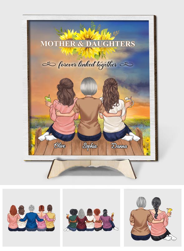 Mother And Daughters - Personalized Mother 2 Layered Wood Sign / Wood Plaque