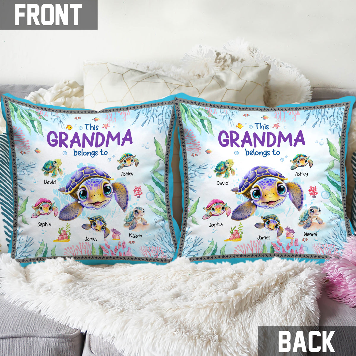 This Grandma Belongs To - Personalized Grandma Throw Pillow
