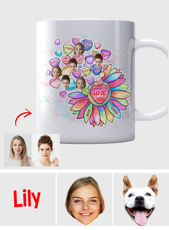Herz-Bonbon-Blumen-BFF-mit-Gesicht-personalisierter Bestie-Becher