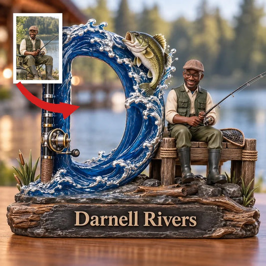 Personalized Fishing Monogram 3D Plaque with Custom Photo and Name