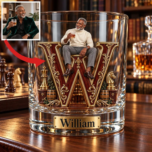 Verre à Whisky Monogramme Photo Personnalisé - Cadeau pour Hommes Âgés Amateurs de Whisky