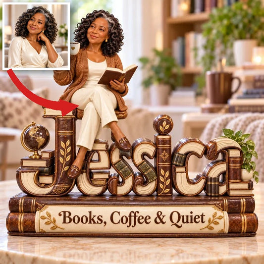 Personalisierte Fotobuch und Kaffeeliebhaber 3D Namensfigur - Geschenk für ältere Frauen