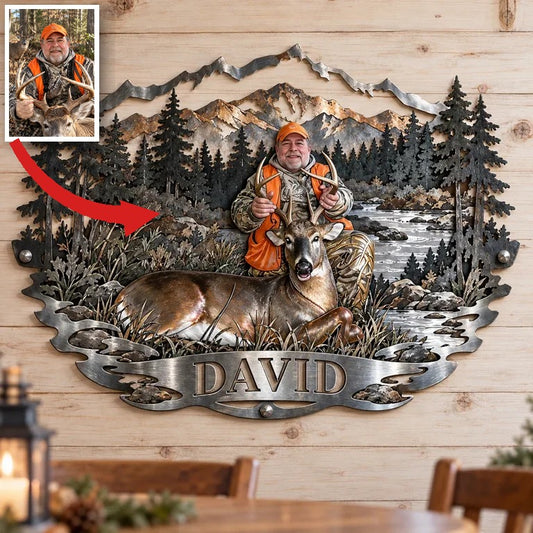 Personalisierte 3D Metall-Schild für Jagdfotos - Geschenk für ältere Männer